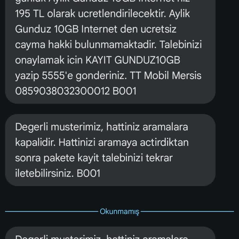 Hediye İnternet Mesajı Gönderim Sorunu