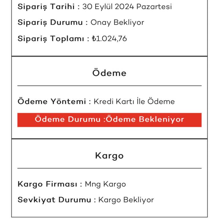 Sipariş Onayı Bekleyen Müşteri Mağduriyeti