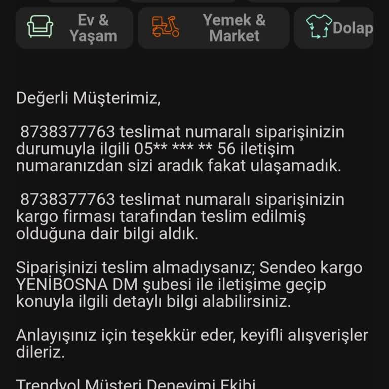 Teslim Edilmeyen Ürün ve Yetersiz Destek