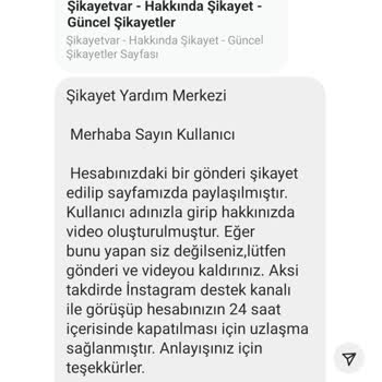 Şikayetvar Yardım Merkezi Instagram Şikayeti