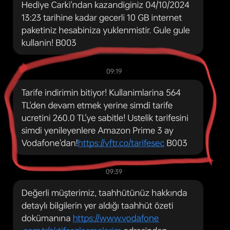 Vodafone Yanıltıcı Mesajlarla Müşteri Yanıltma!