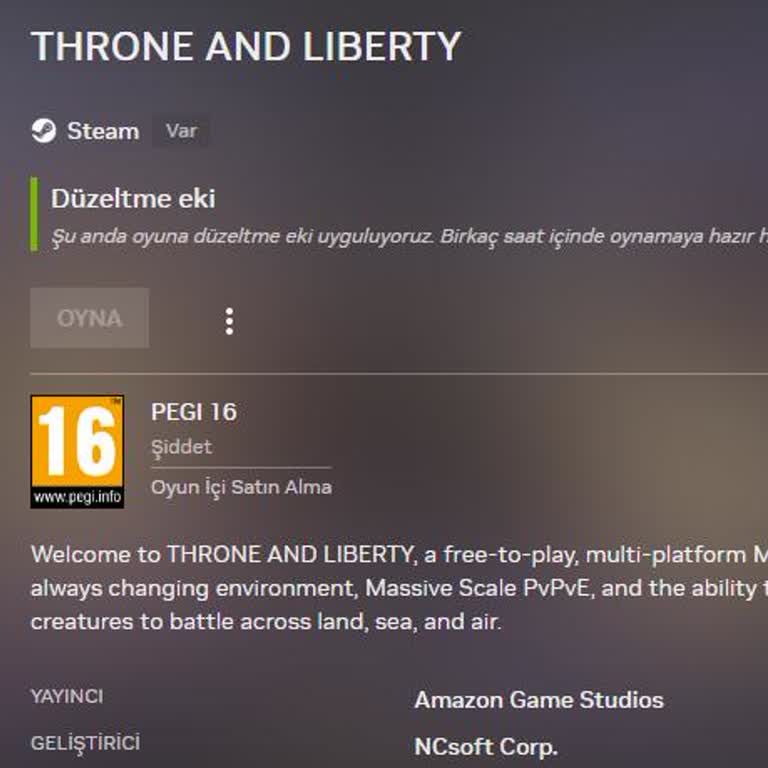 Geforce Now'da Throne and Liberty Oyunu İçin Uzun Süreli Bekleyiş
