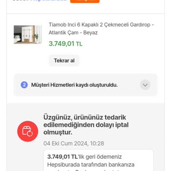 Hepsiburada'da Stokta Olmayan Ürün Mağduriyeti