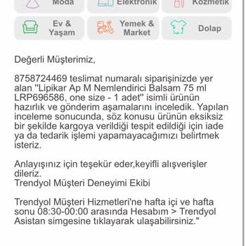 Eksik Teslimat ve Müşteri Mağduriyeti
