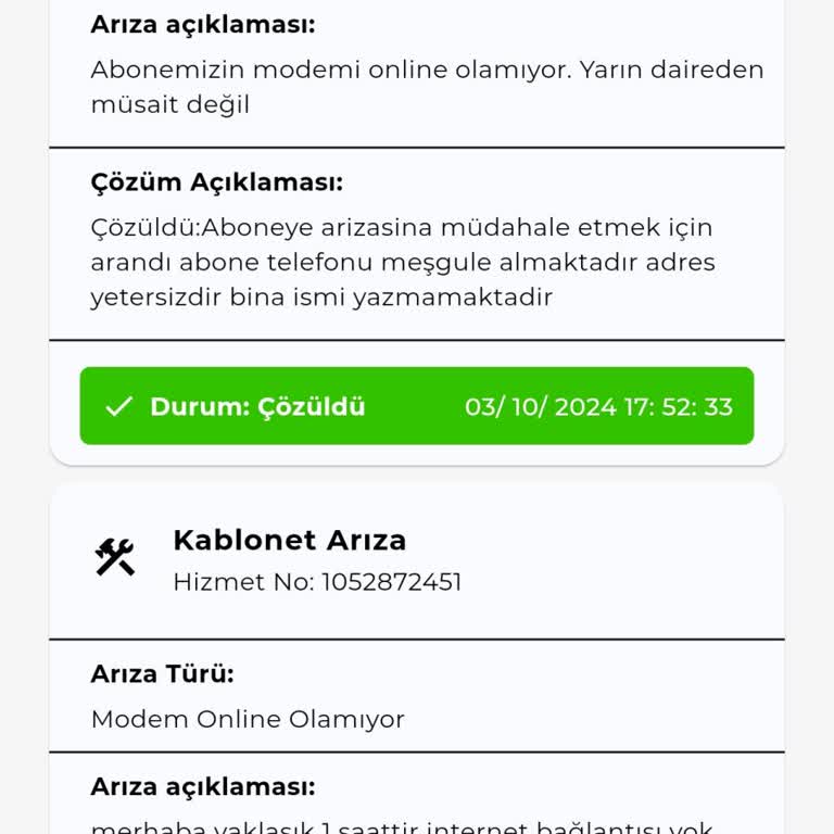 Modem Arızası ve Yanıltıcı Sorun Çözümü Bildirimi