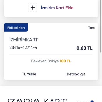 İzmir Büyükşehir Belediyesi İzmirim Kart Yükleme Sorunu