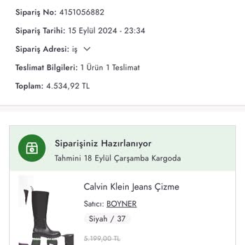 Boyner Sipariş İptali ve Kargo Sorunu