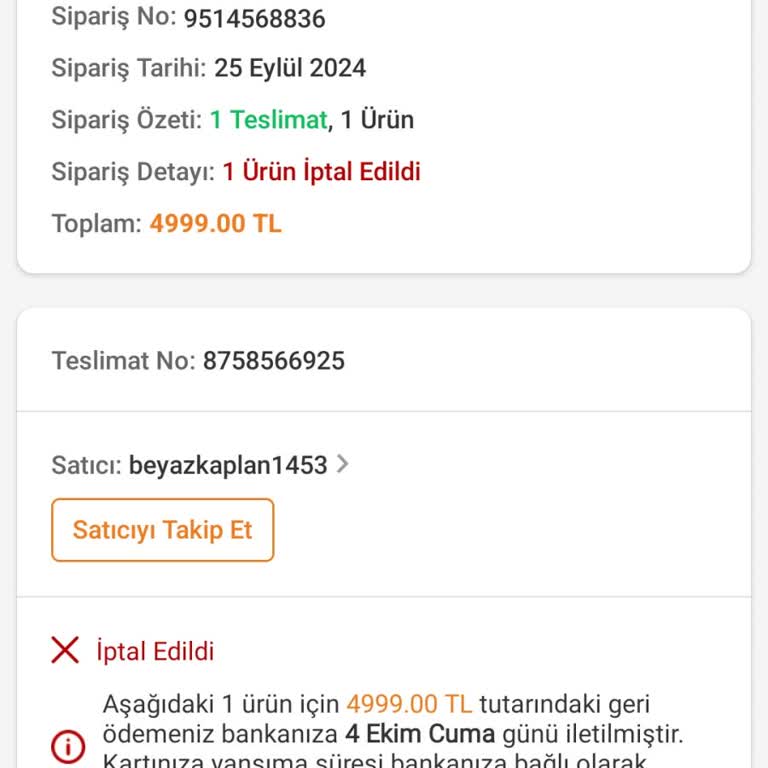 Trendyol'da İptal Edilen Sipariş ve Mağduriyet
