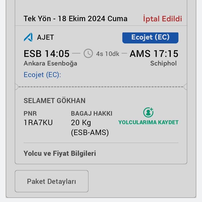 Uçak Bileti İptalinde Yüksek Kesinti
