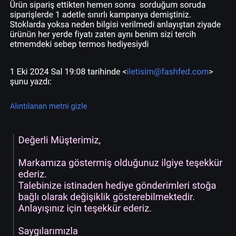 Yanıltıcı Promosyon: Termos Hediye Gelmedi!