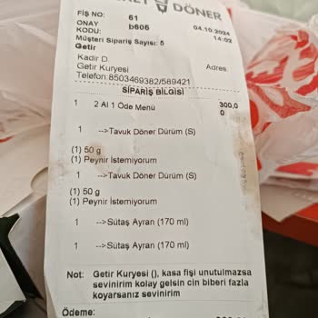 Yanlış Ayran ve Fiş Sorunu