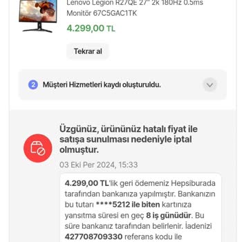 İndirimli Ürün İptali Mağduriyeti