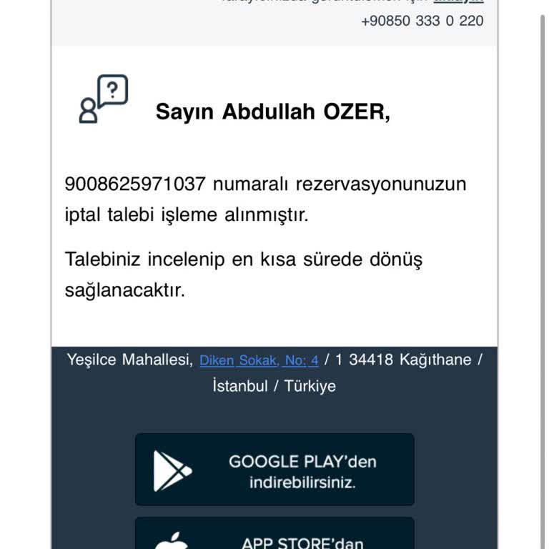 Rezervasyon İptali Sonrası İade Sorunu
