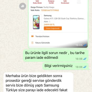 Samsung A71 İade Sürecinde Belirsizlik ve Para İadesi Sorunu