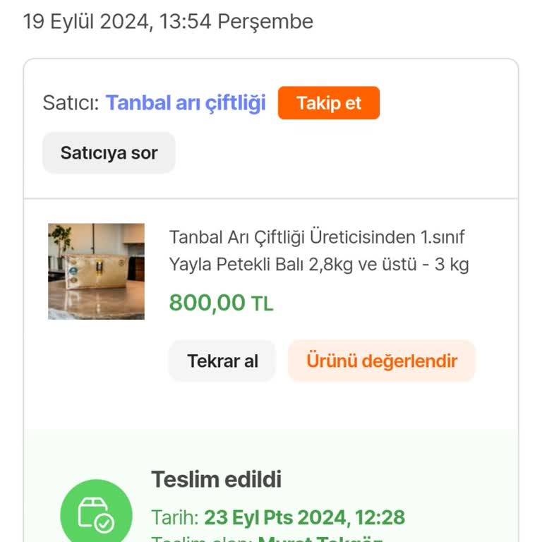 Tanbal Doğal Olmayan Bal Deneyimi