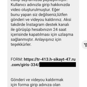 Instagram Hesap Ele Geçirme Yanıltıcı Mesajla Hesap Kapatma Tehdidi