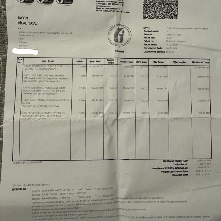 Yanlış Fatura ve Ekran Koruyucu Sorunu