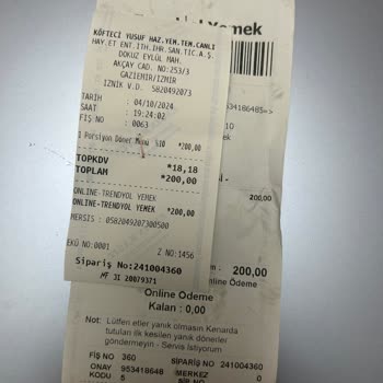 Trendyol Yemek Üzerinden Sipariş Verilen Dönerde Tekrarlayan Kalite Sorunu