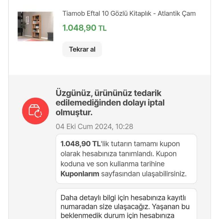 Hepsiburada'dan Teslim Edilmeyen Dolap ve Mağduriyet