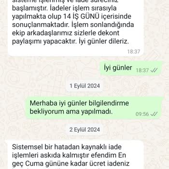 İade Edilmeyen Para ve İletişim Sorunları