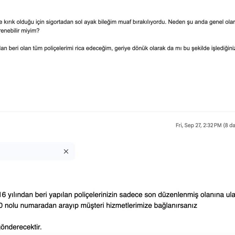 Sigorta Poliçesi Bilgilerinde Eksiklik ve İletişim Sorunları
