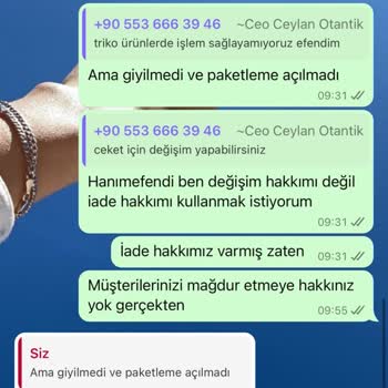 Ceylan Otantik'te İade ve Değişim Sorunları: Müşteri Mağduriyeti