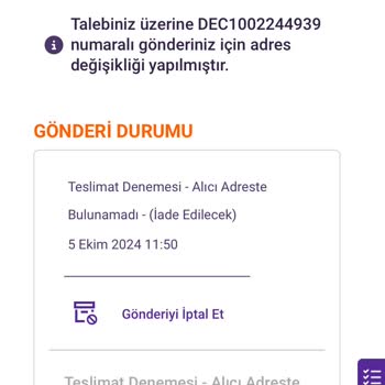 Yanlış Adrese Teslimat ve İletişim Sorunu