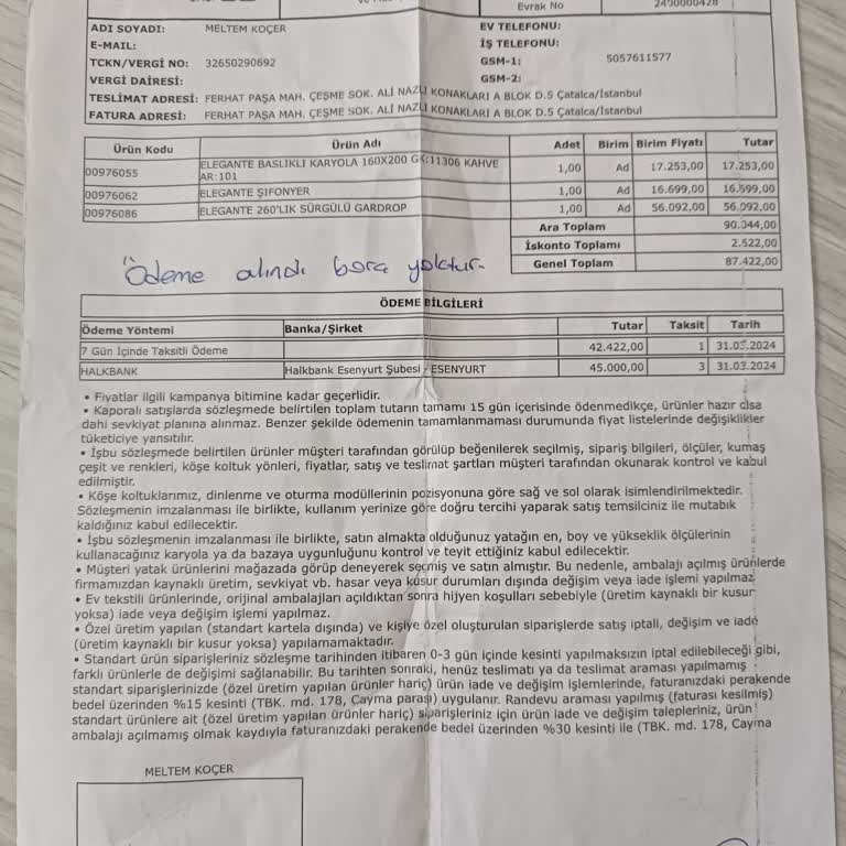 Enza'dan Aldığım Mobilyalarla İlgili Teslimat ve Servis Sorunları