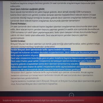 Vodafone Devir İşlemlerinde Bilgi Kirliliği ve Cayma Bedeli Sorunu