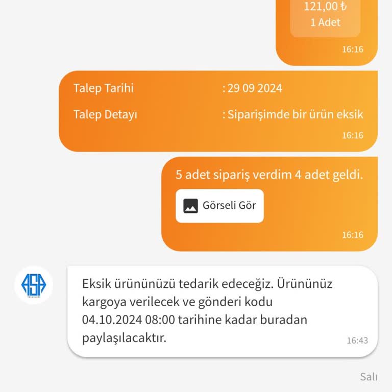 Eksik Ürün ve Kayıp Kargo Sorunu