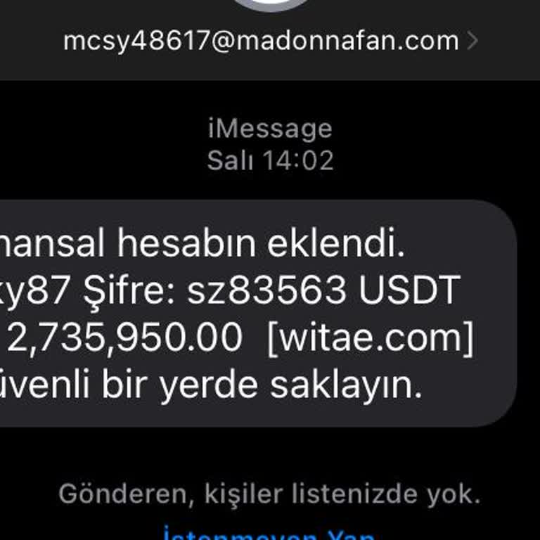 Bilinmeyen Mesaj ve Hesap Bilgileri Hakkında Endişe