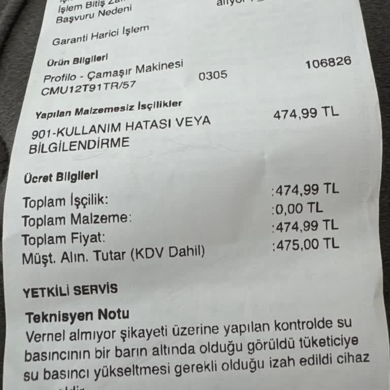 Çamaşır Makinesi Sorunu ve Yetersiz Servis Hizmeti