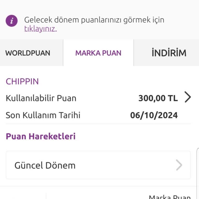 Chippin Puanlarının Kullanılamaması