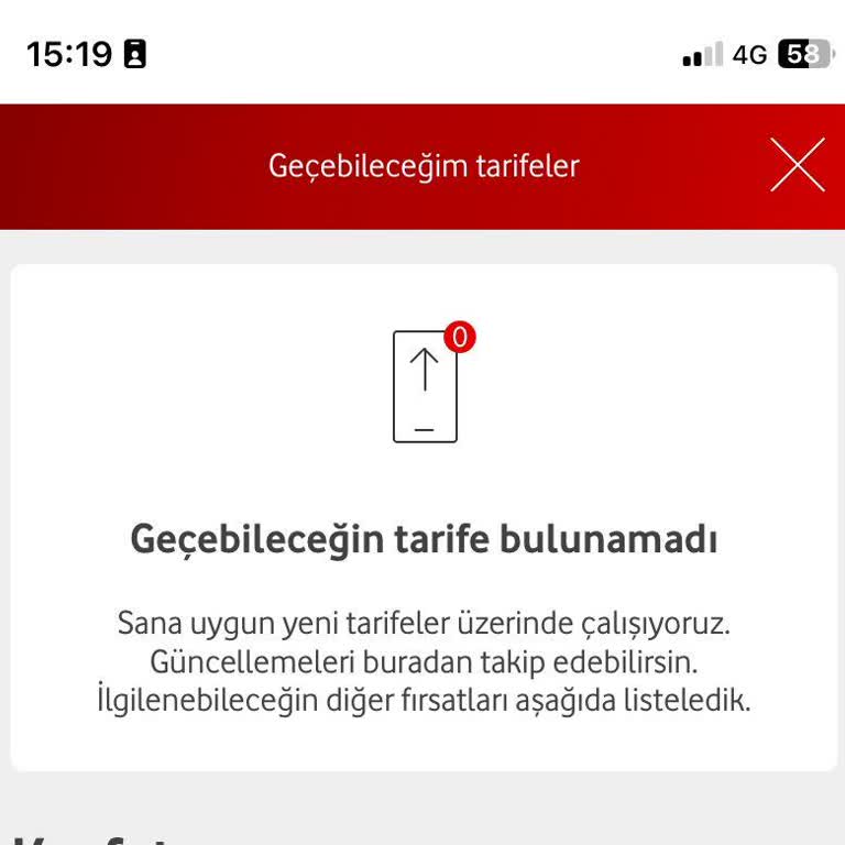 Vodafone Yanımda Uygulamasında Tarife Sorunu
