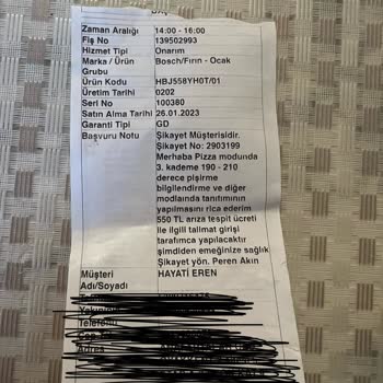 Bosch Fırın Sorunu ve Müşteri Hizmetleri Deneyimi