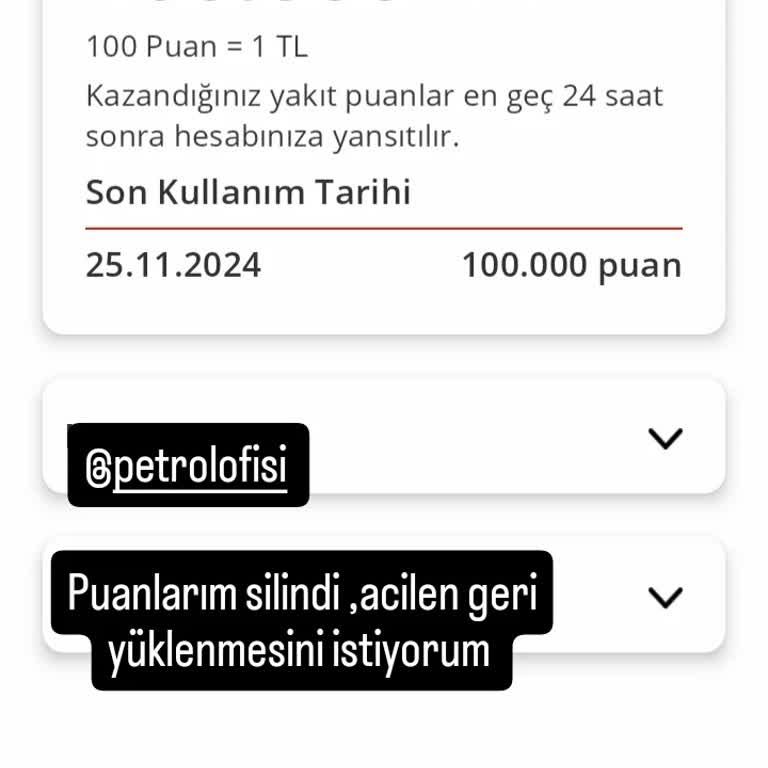 Çark kampanyasında kazandığım puanlar silindi