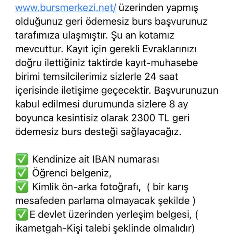 Burs Başvurusunda Güvenlik Endişesi