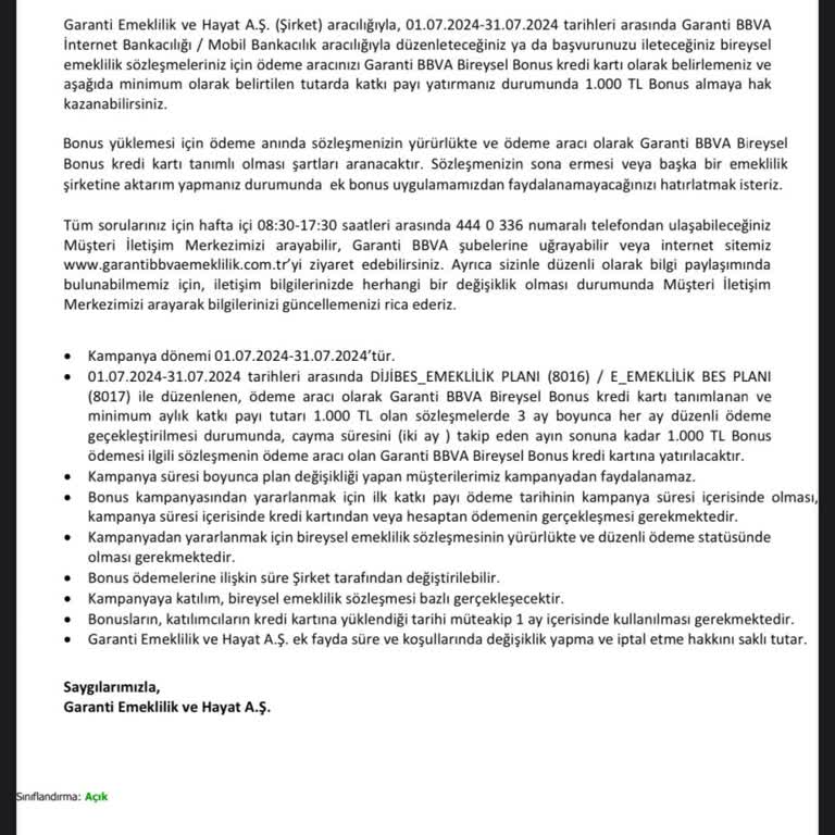 Garanti BES Bonus Kampanyası Mağduriyeti