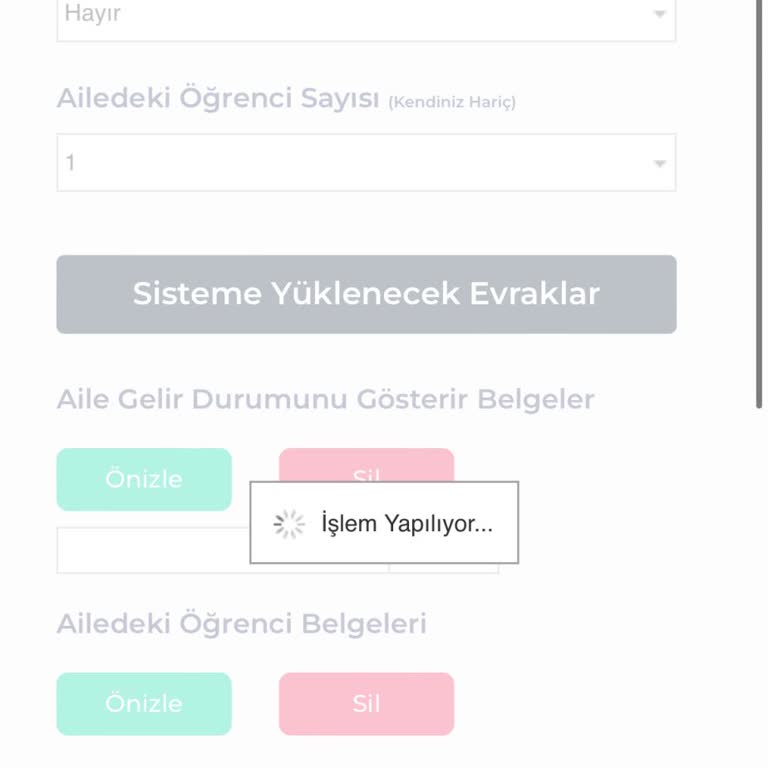 Burs Başvuru Sürecinde Karşılaşılan Teknik Sorun