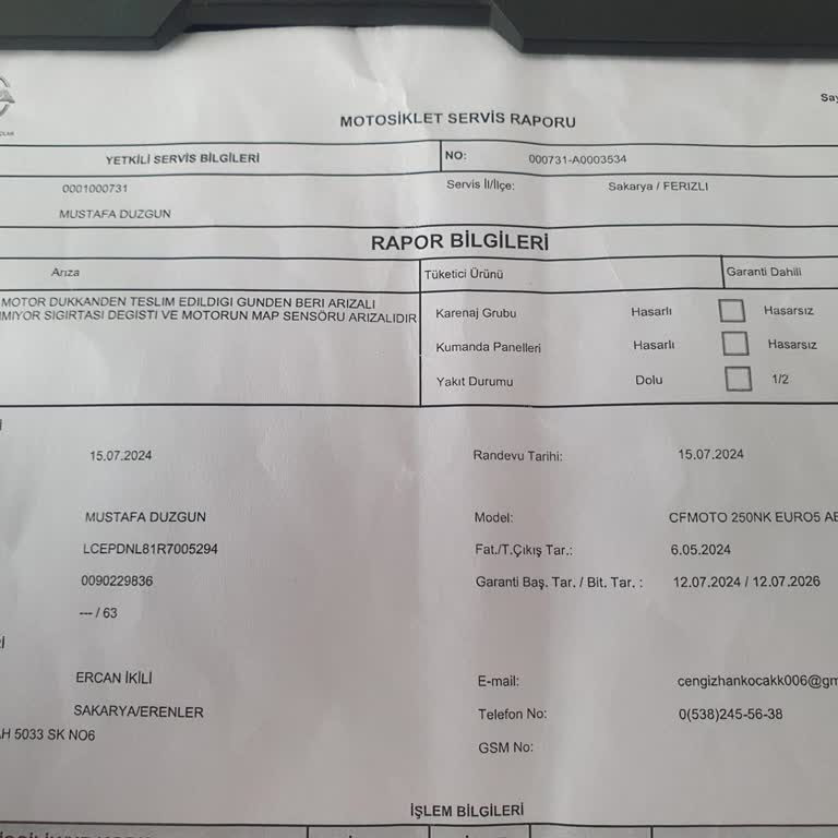 Yeni Alınan Motosiklette Gaz Kelebeği Sorunu