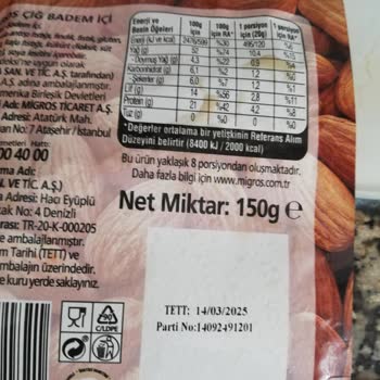 Migros Markalı Çiğ Bademde Bayat Ve Kötü Koku Sorunu!