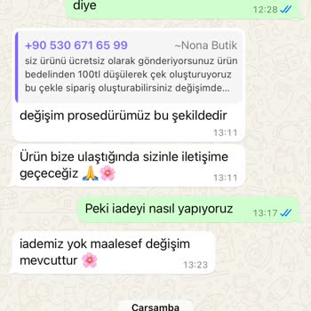 Nona Butik'ten Beden Değişiminde Haksız Kesinti