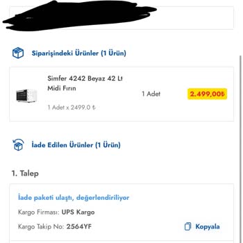 Simfer Fırın Siparişimde Hasarlı Ürün ve İade Sorunu