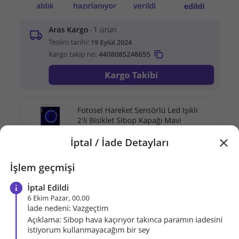 Bisiklet Dünyası Sibop Kapağı Hava Kaçırıyor, İade Süreci Tıkanıyor