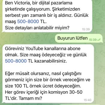 Telegram Üzerinden Yanıltıcı İş Teklifi