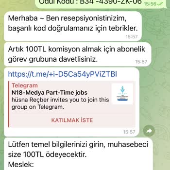 Telegram Üzerinden Yanıltıcı İş Teklifi