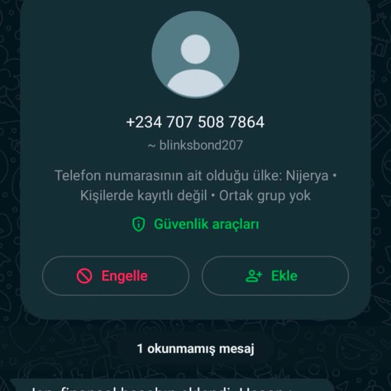 WhatsApp Üzerinden Gelen Şüpheli Mesaj