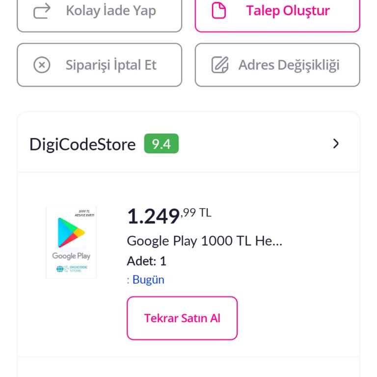 Pazarama'dan Satın Alınan Kodun Teslim Edilmemesi