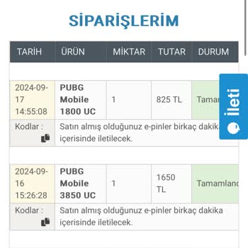 Geciken Epin Kodları