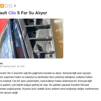 Renault Clio Far Sorunu ve Yetersiz Servis Deneyimi